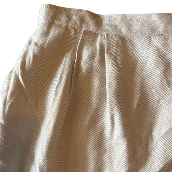 Glenbrooke Vtg 14 Cream Herringbone Pleated Midi Pencil Skirt‎ Lined Secretary - Picture 3 of 10